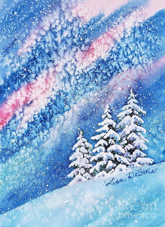 Winter Aurora Painting by Lisa Debaets