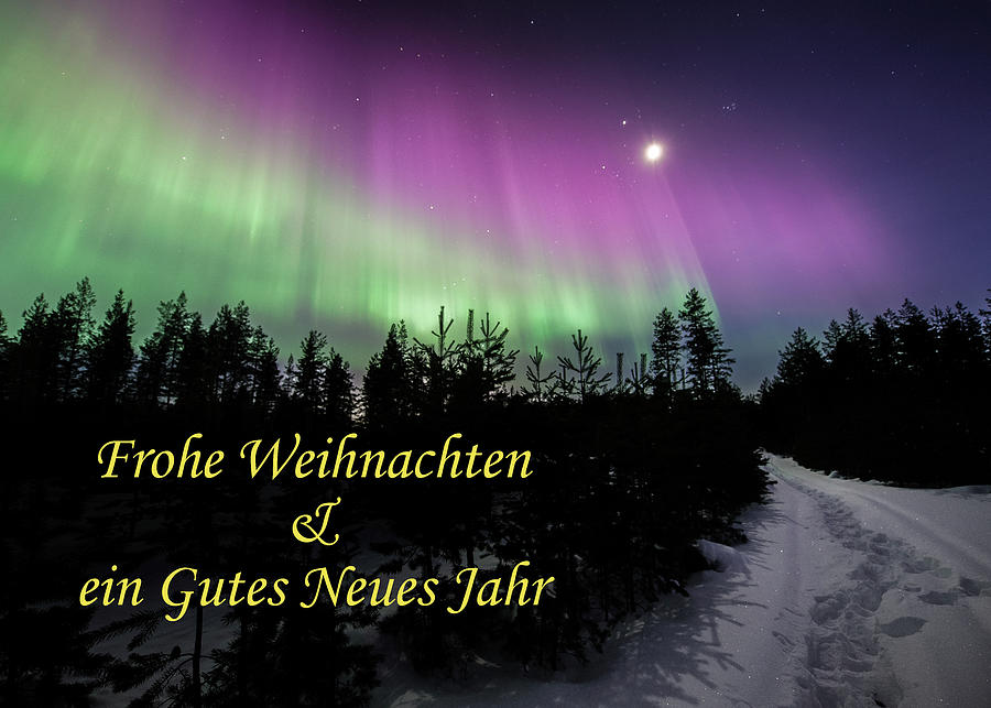 Greeting card - Winter auroras - Frohe Weihnachten Gutes Neues Jahr Photograph by Thomas Kast