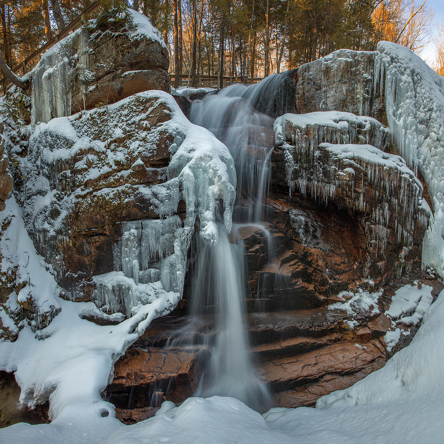 Winter Avalanche Falls Square Photograph by White Mountain Images