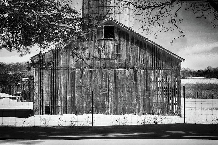 Winter Barn BW 082022 Photograph by Mary Bedy