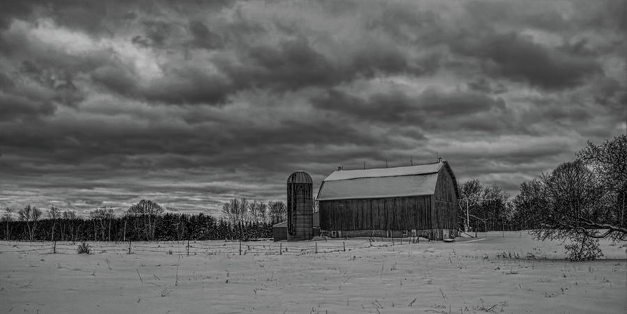 Winter Barn BW Photograph by Dale Kauzlaric