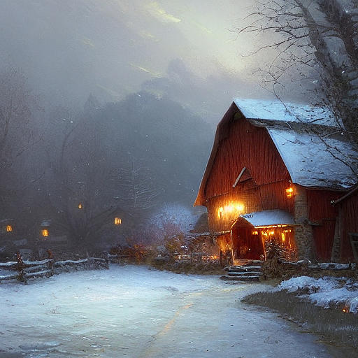 Winter barn Digital Art by Daniel Hurd - Fine Art America