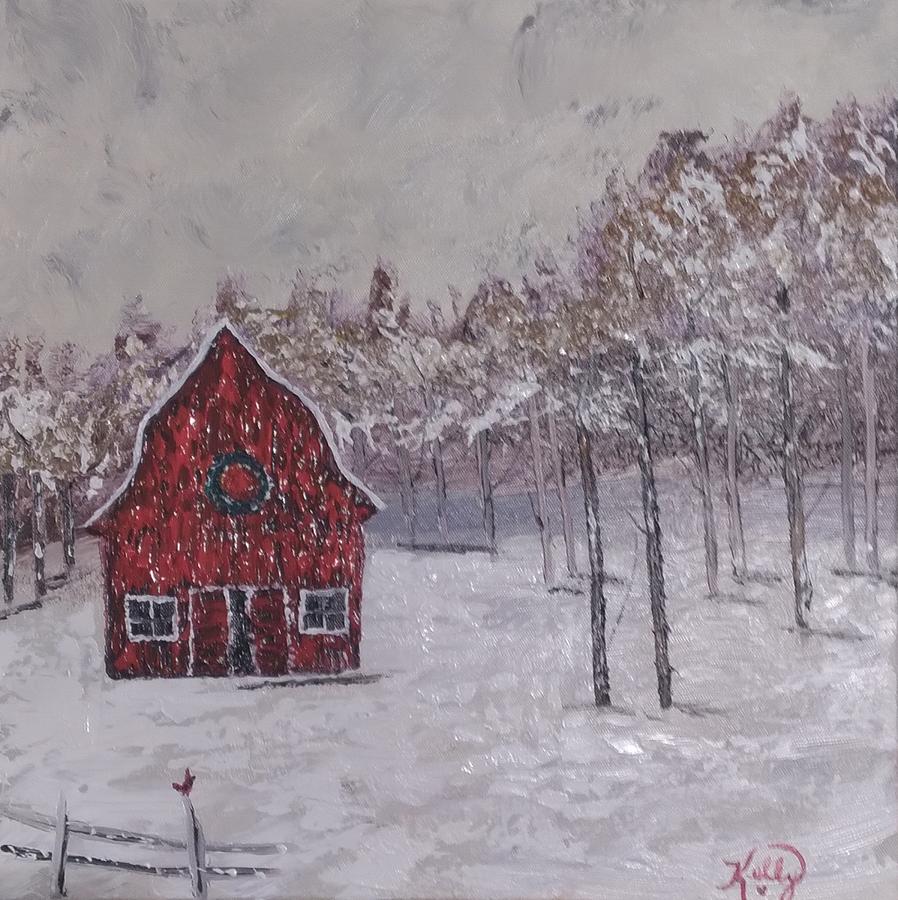 Winter Barn Painting by Kelly Johnson