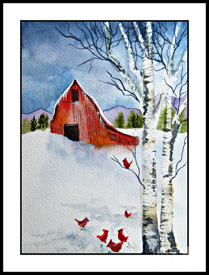 Winter Barn Painting by Janet Cruickshank