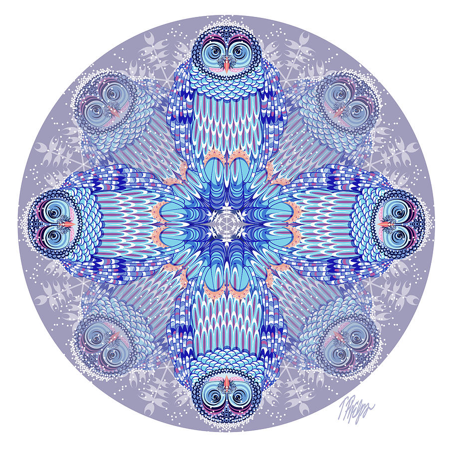 Winter Barred Owl Nature Mandala Digital Art by Tim Phelps