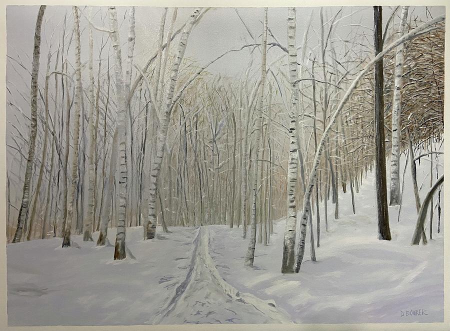 Winter Birch Forest Painting by David Bowker - Fine Art America