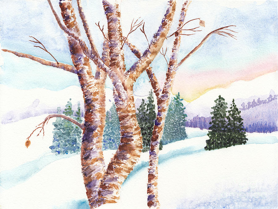 Winter Birches Painting