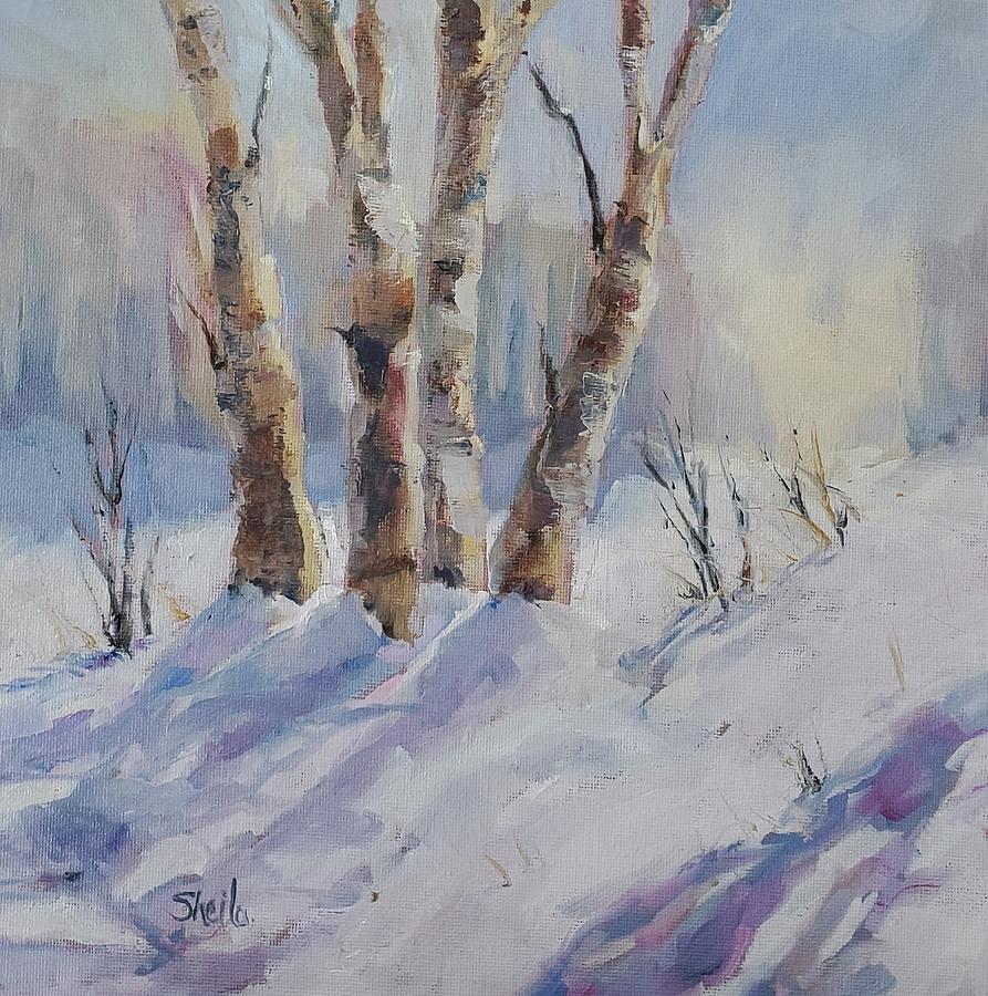 Winter Birches Painting by Sheila Romard