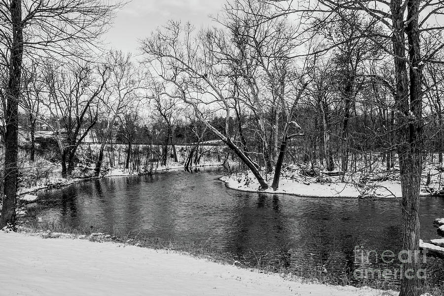 Winter Blue James River Grayscale Photograph by Jennifer White