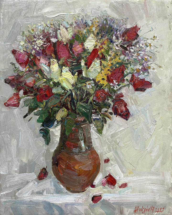 Winter bouquet Painting by Juliya Zhukova