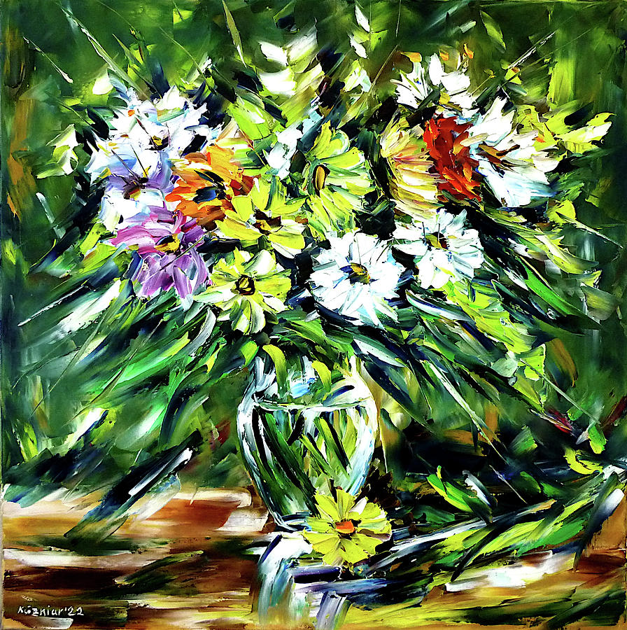 Winter Bouquet Painting by Mirek Kuzniar