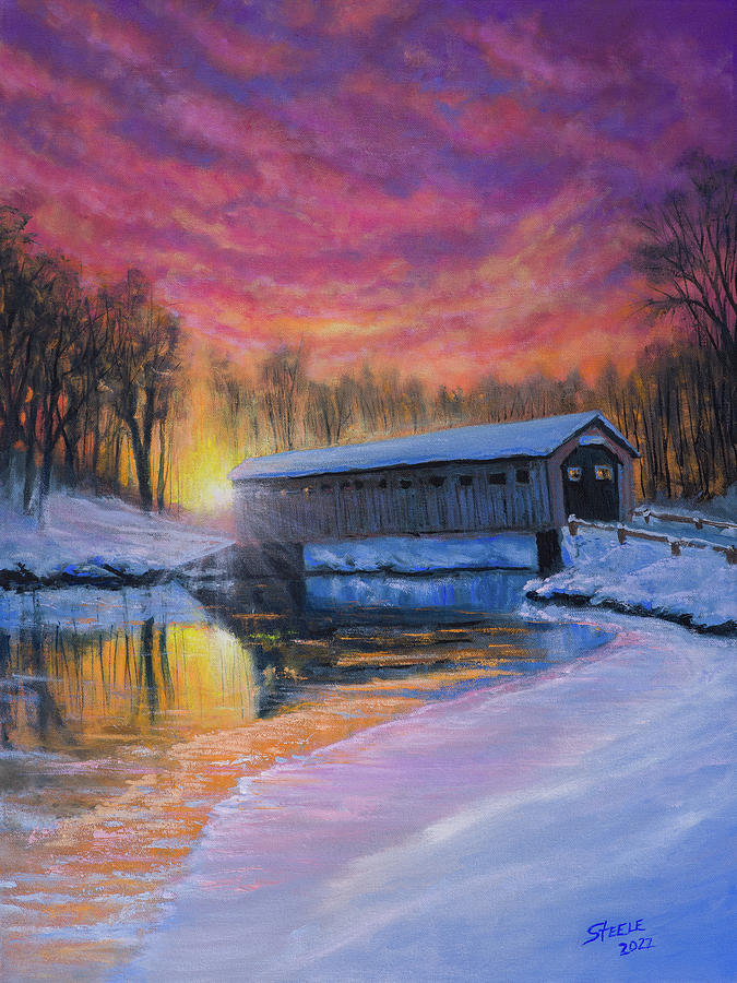 Winter Bridge Painting by Chris Steele