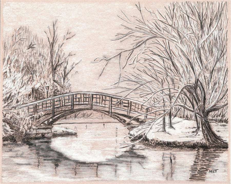 Winter Bridge Drawing by Marvin Tweedy - Fine Art America