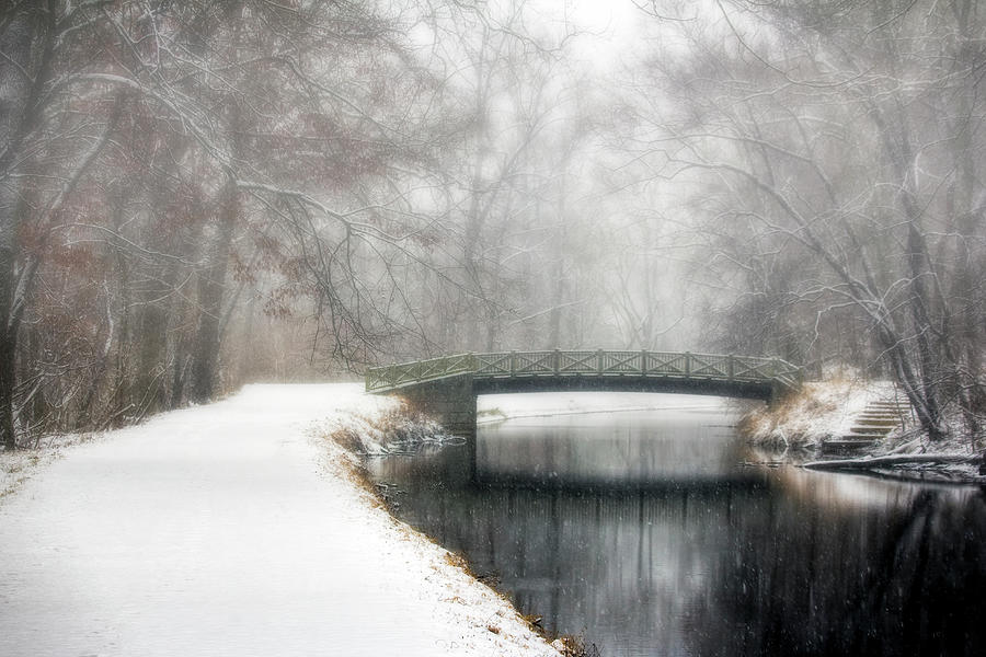 Winter Bridge Over Canal Photograph