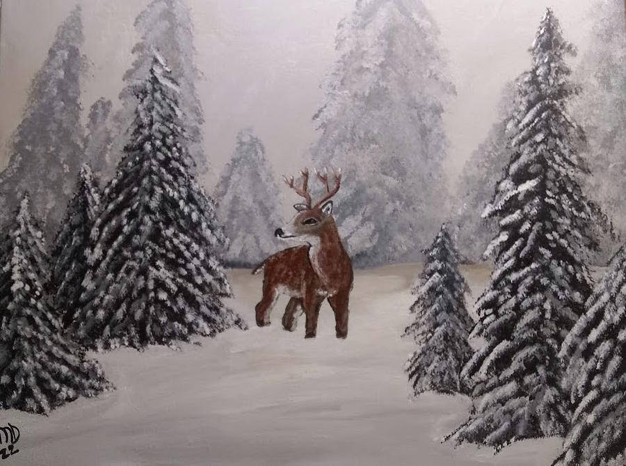 Winter Buck Painting by Sue Doucette - Fine Art America