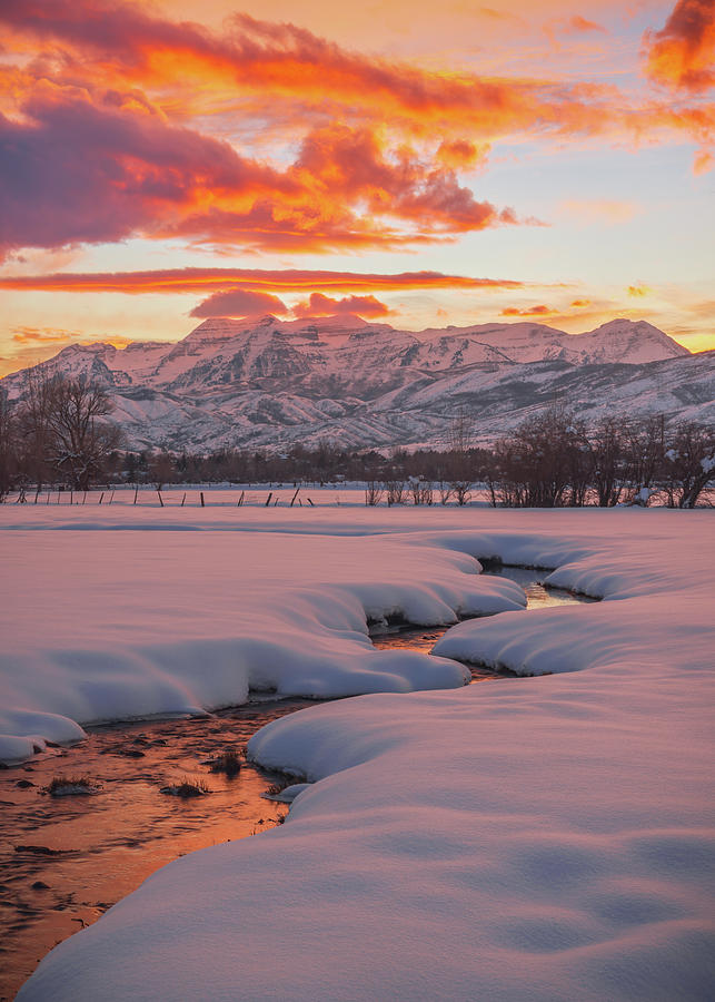 Sunset Photograph - Winter Burner in the North Fields by Wasatch Light