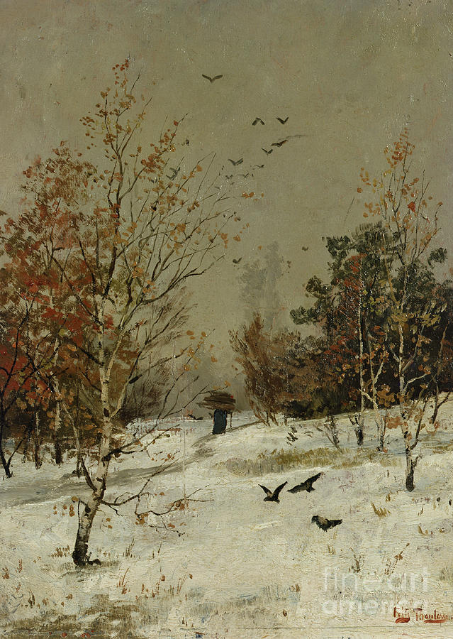 Winter, ca 1876 Painting by O Vaering by Frits Thaulow