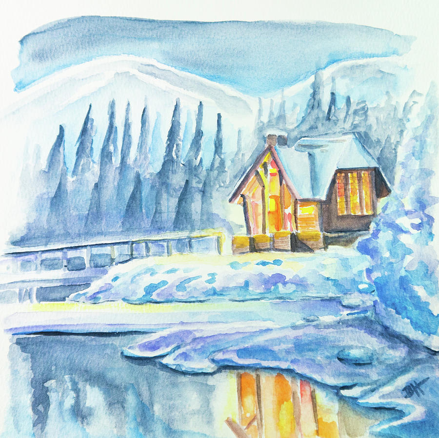 Winter Cabin Painting by Brett Hardin