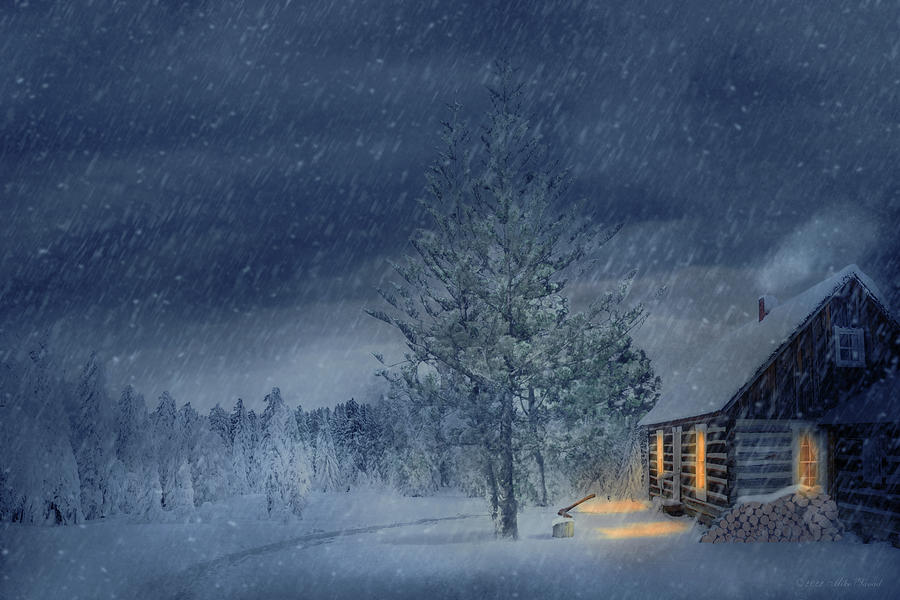 Winter - Cabin in the woods Photograph by Mike Savad