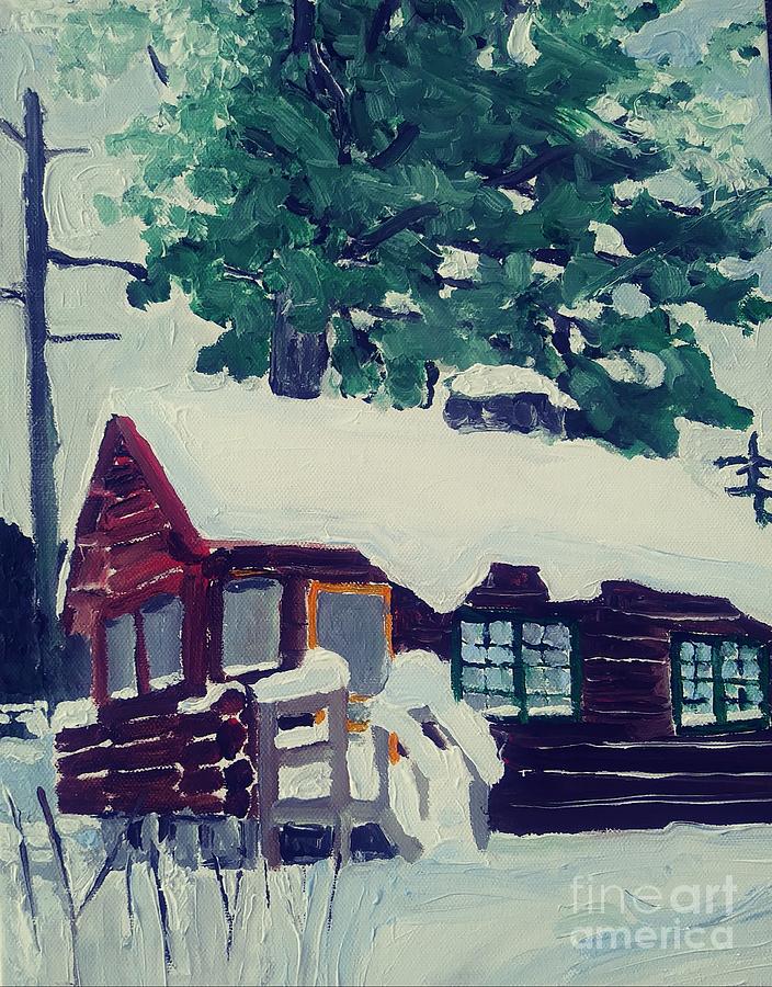 Winter Cabin Painting by Rodger Ellingson