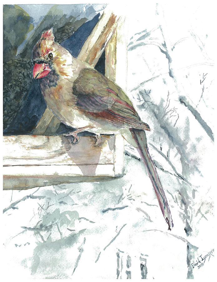 Winter Cardinal Painting by David Ignaszewski