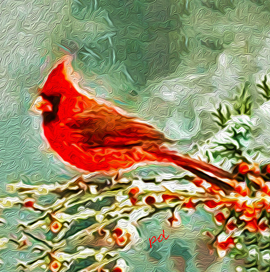 Winter Cardinal Painting by Patty Dunlap
