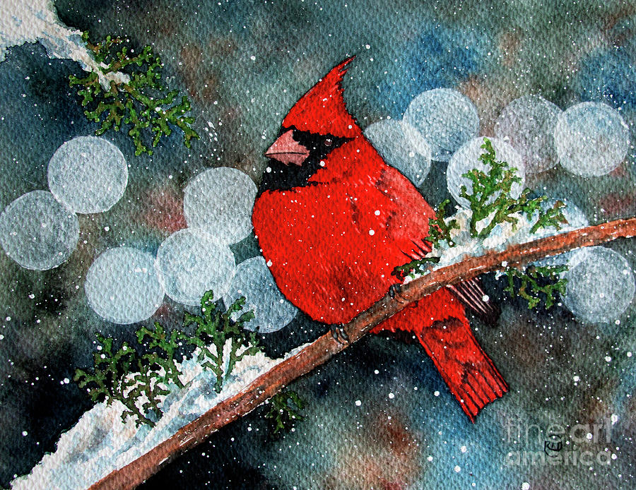 Winter Cardinal Painting by Rebecca Davis