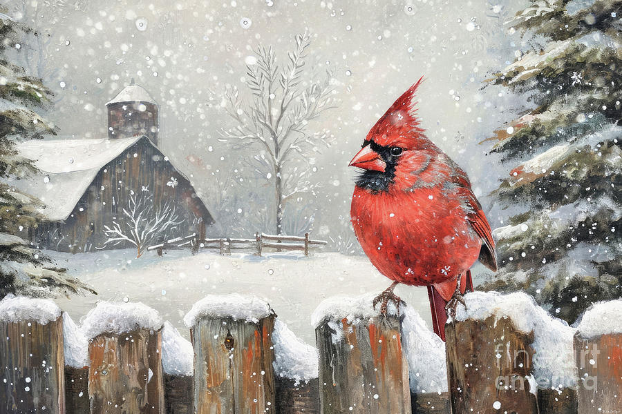 Winter Painting - Winter Cardinal by Tina LeCour