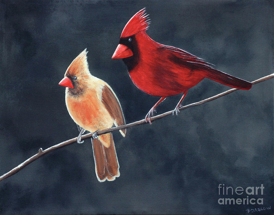 Winter Cardinals Painting by Patrick Dablow