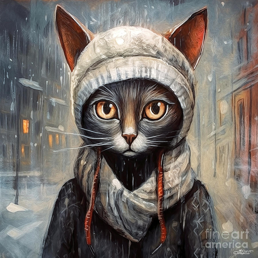 Winter Cat Digital Art by Jutta Maria Pusl