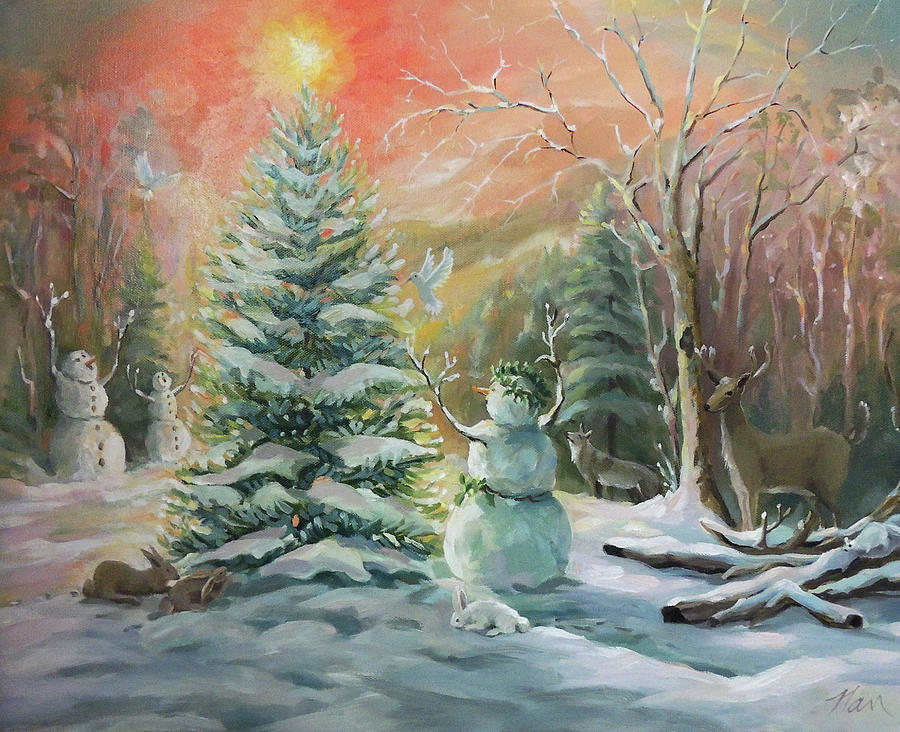 Winter Celebration Painting by Nancy Griswold