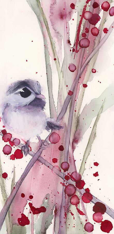 Winter Chickadee Painting by Dawn Derman