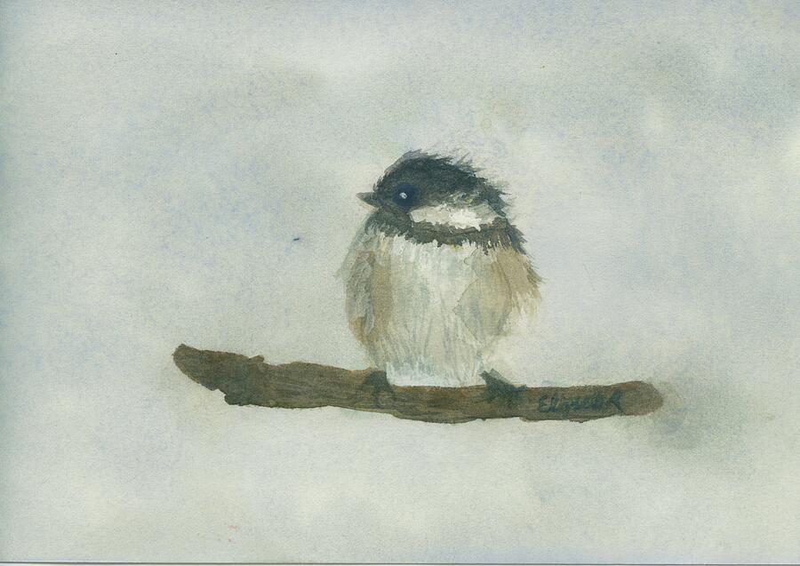 Winter Chickadee Painting by Elizabeth Reich