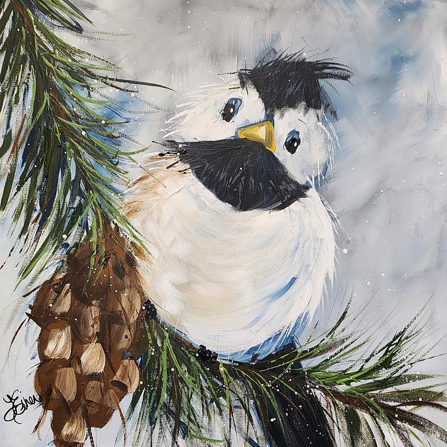 Winter Chickadee Painting by Terri Einer