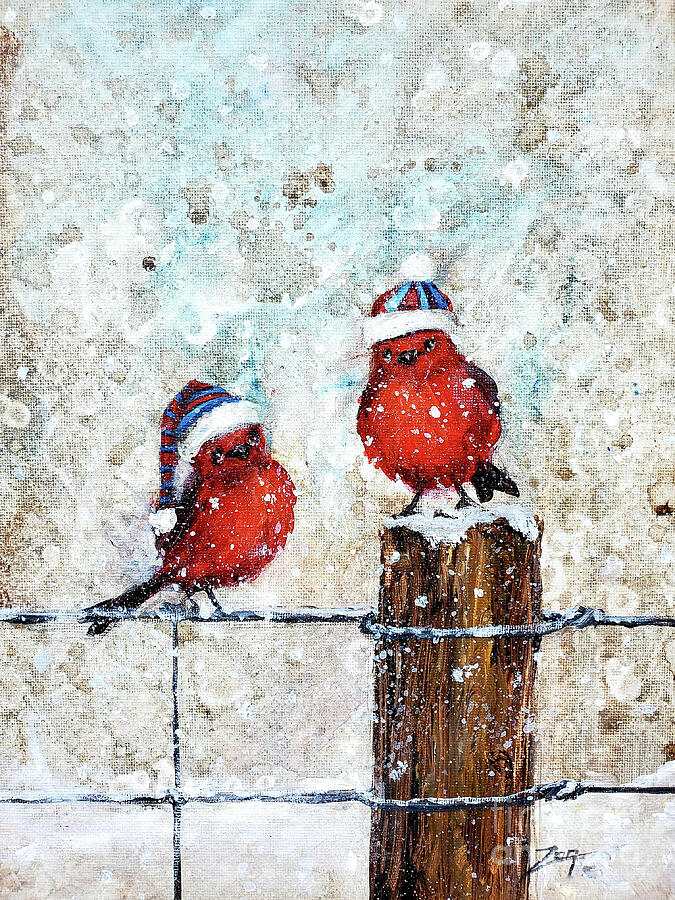 Winter Chirps Painting by Zan Savage Winter Chirps Painting by Zan Savage