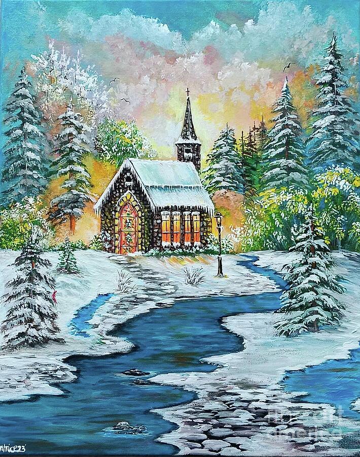 Winter Church Painting by Bella Apollonia