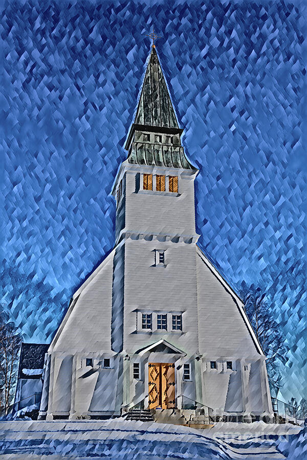 Winter Church Digital Art by Torfinn Johannessen