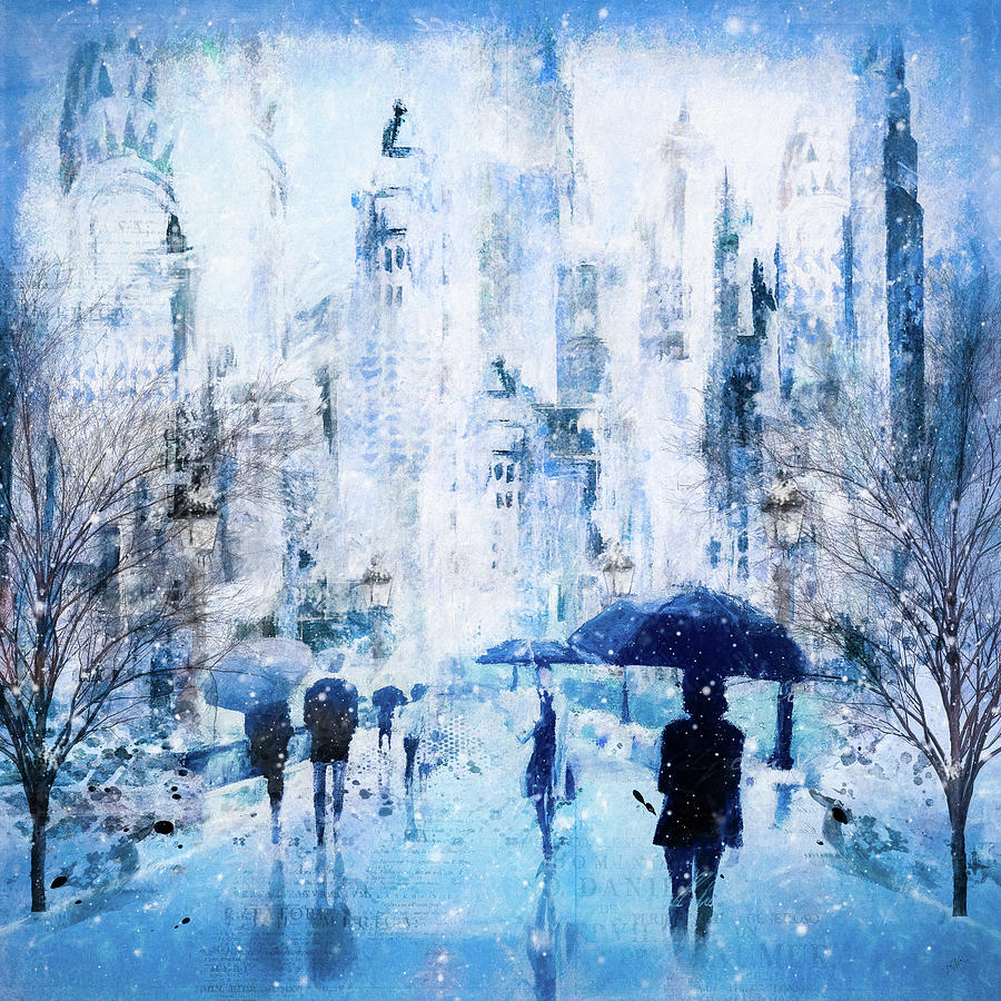Winter City Walk Digital Art by Barbara Mierau-Klein