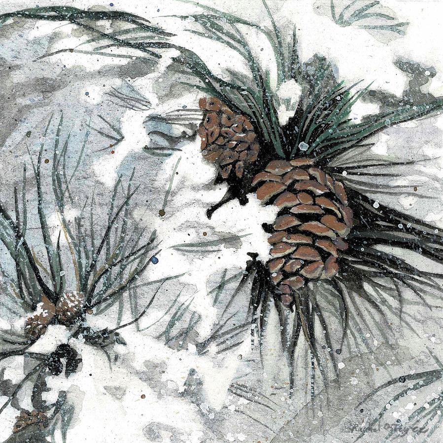 Winter Painting - Winter cones by Rachel Osteyee