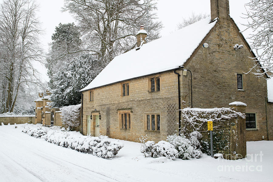 Winter Cotswold Cottage in Lower Slaughter Photograph by Tim Gainey