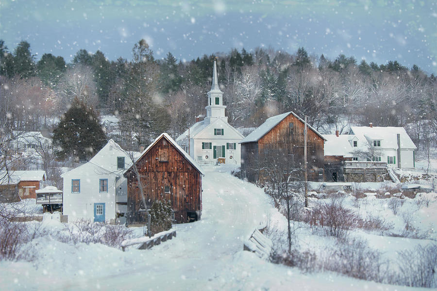 Winter Country Snowfall - Waits River, Vermont Photograph by Joann Vitali