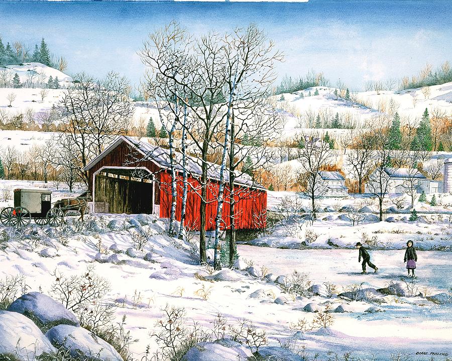 Winter Crossing Painting by Diane Phalen