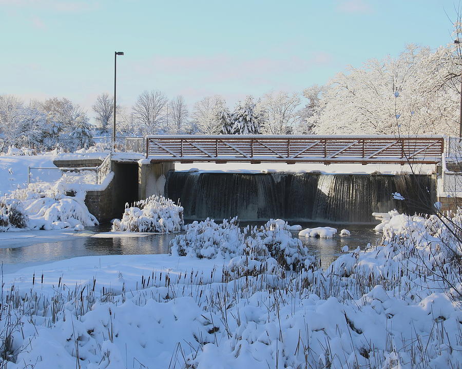 Winter Dam And Bridge Photograph By Arvin Miner Fine Art America