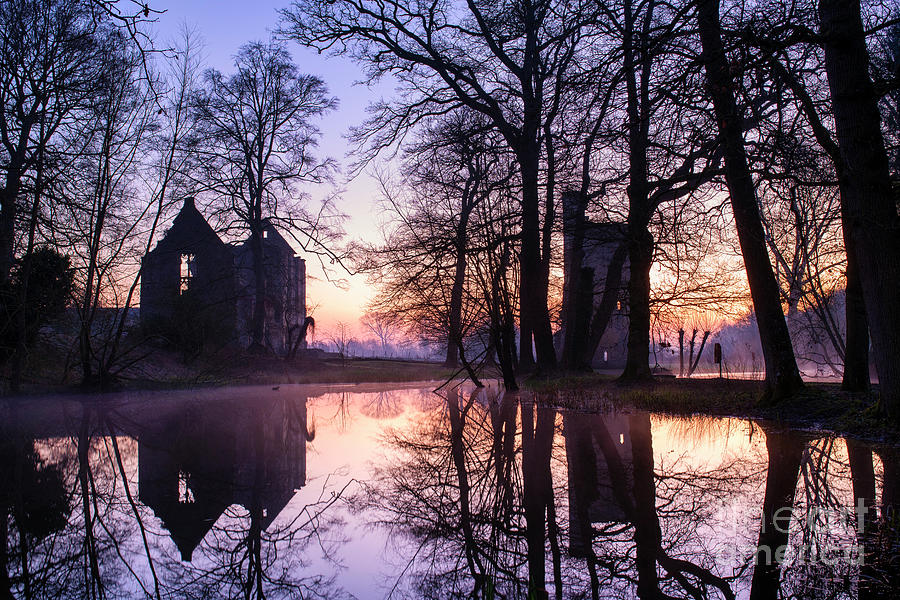 Winter Dawn at Minster Lovell Hall Oxfordshire Photograph by Tim Gainey