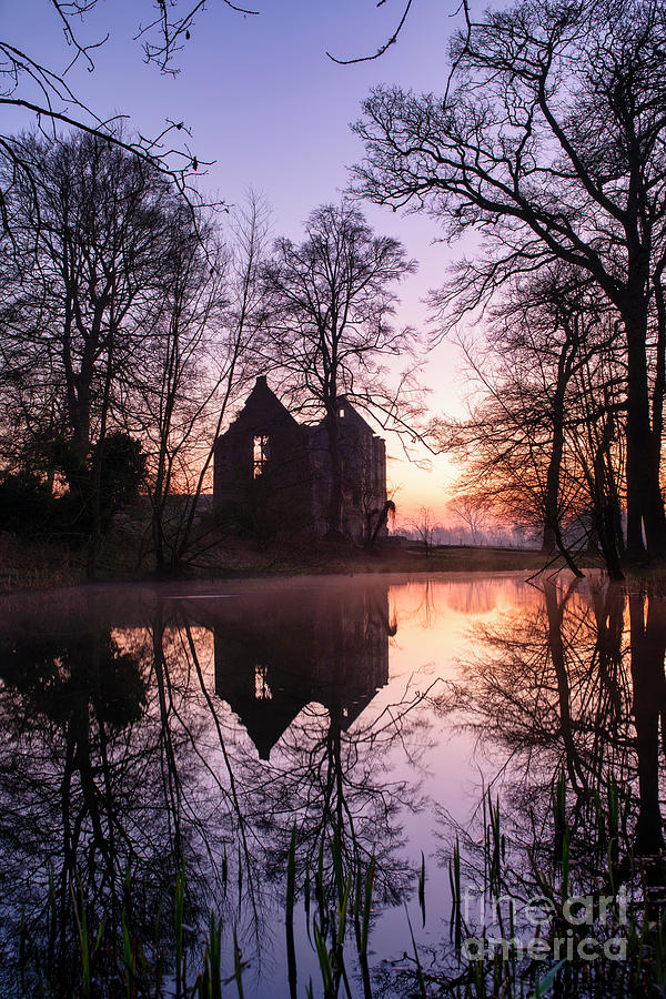 Winter Dawn Reflections Minster Lovell Hall Photograph by Tim Gainey