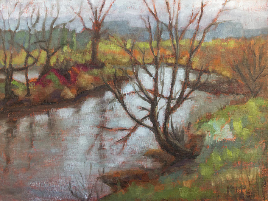 Winter Day at Delta Ponds Painting by Tara D Kemp