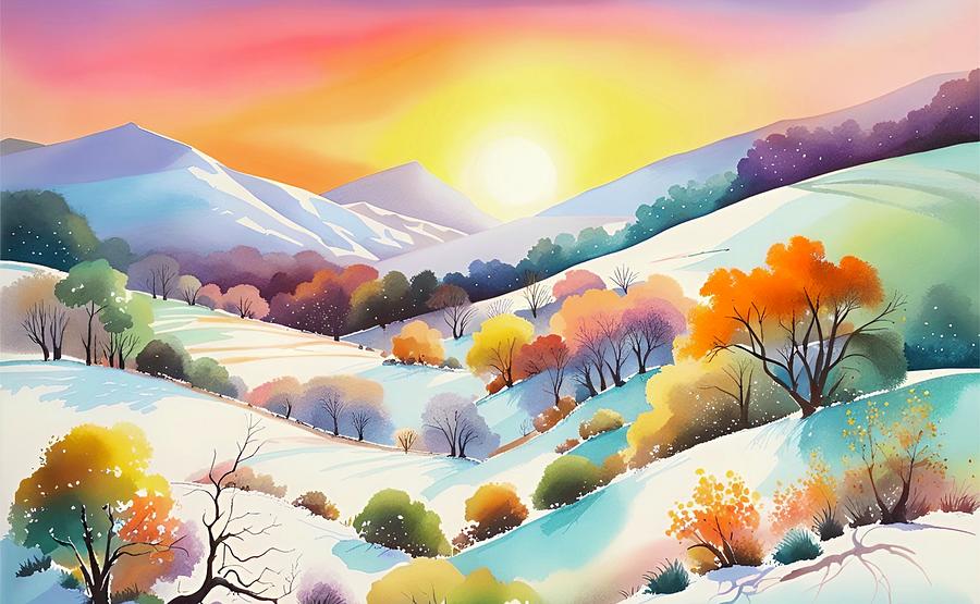 Winter Daybreak II Painting by Bonnie Bruno