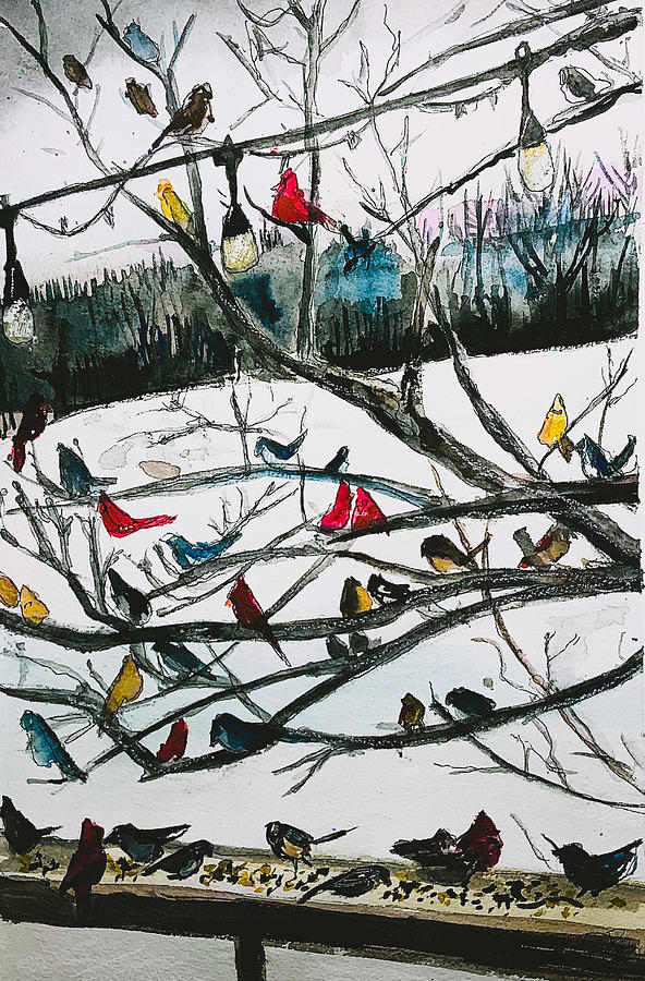 Winter Decorations Painting by Eileen Backman Winter Decorations Painting by Eileen Backman