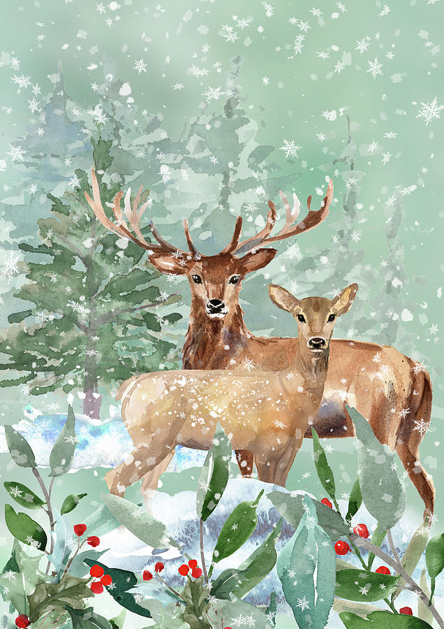 Winter Deer Digital Art by HH Photography of Florida
