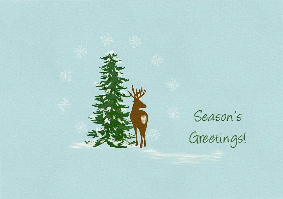 Winter Deer Silhouette - Seasons Greetings Digital Art by Patti Deters
